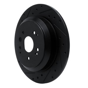 Acura MDX Brake Rotor (1) - Rear Left - R1 Concepts - Drilled & Slotted - Black - `14-`16